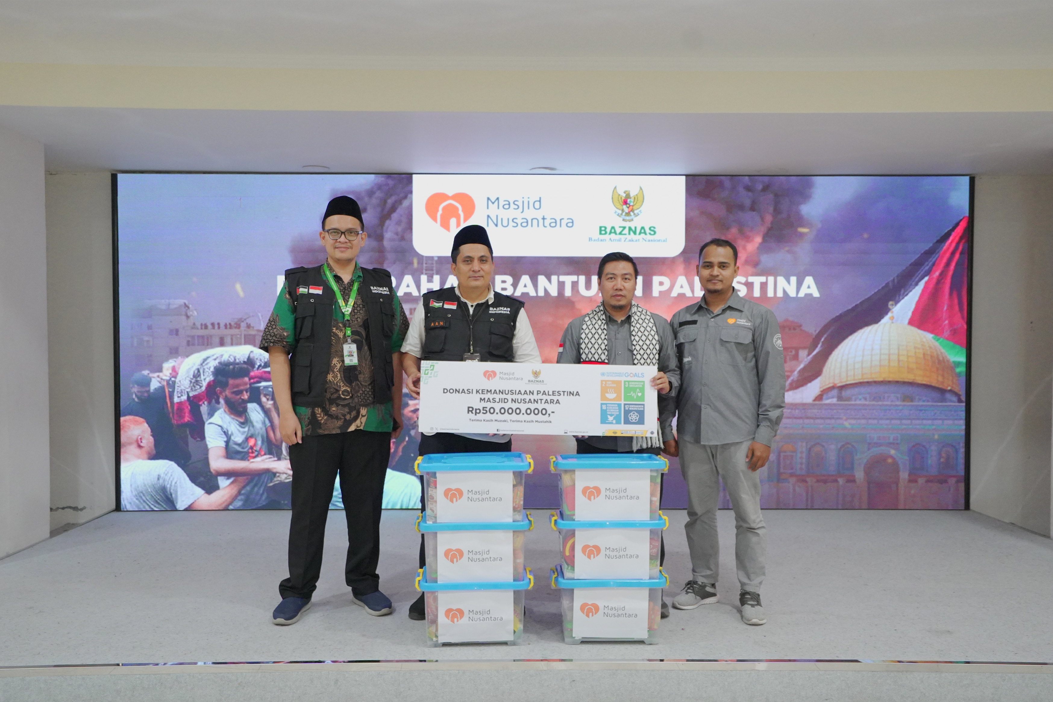 Masjid Nusantara Kolaborasi Bersama Baznas Salurkan Bantuan Palestina